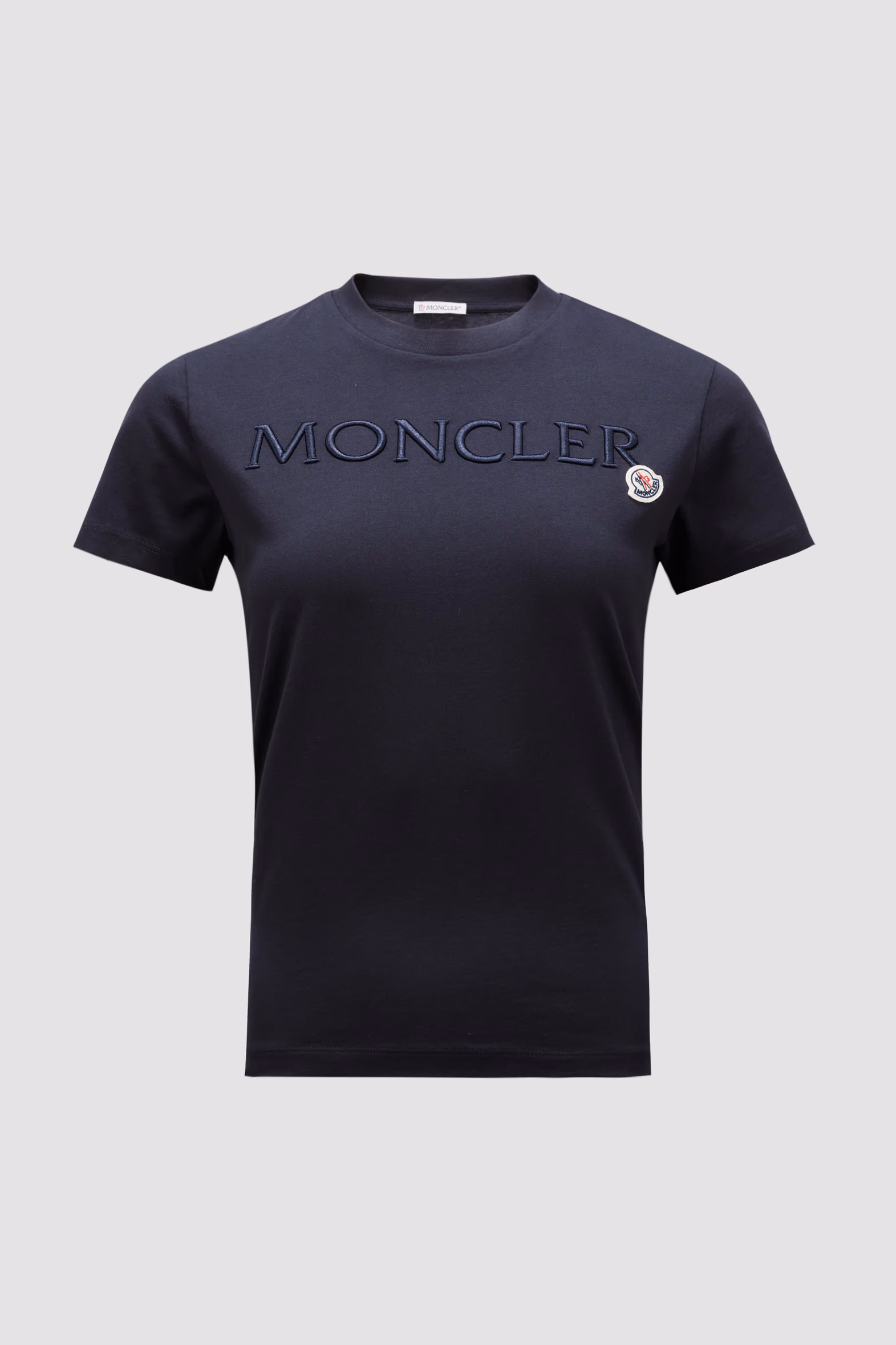 Embroidered Logo Cotton T-Shirt Women Night Blue Moncler 2